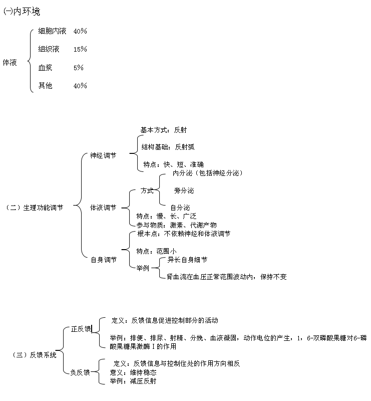 西医综合考研：生理之内环境调节记忆